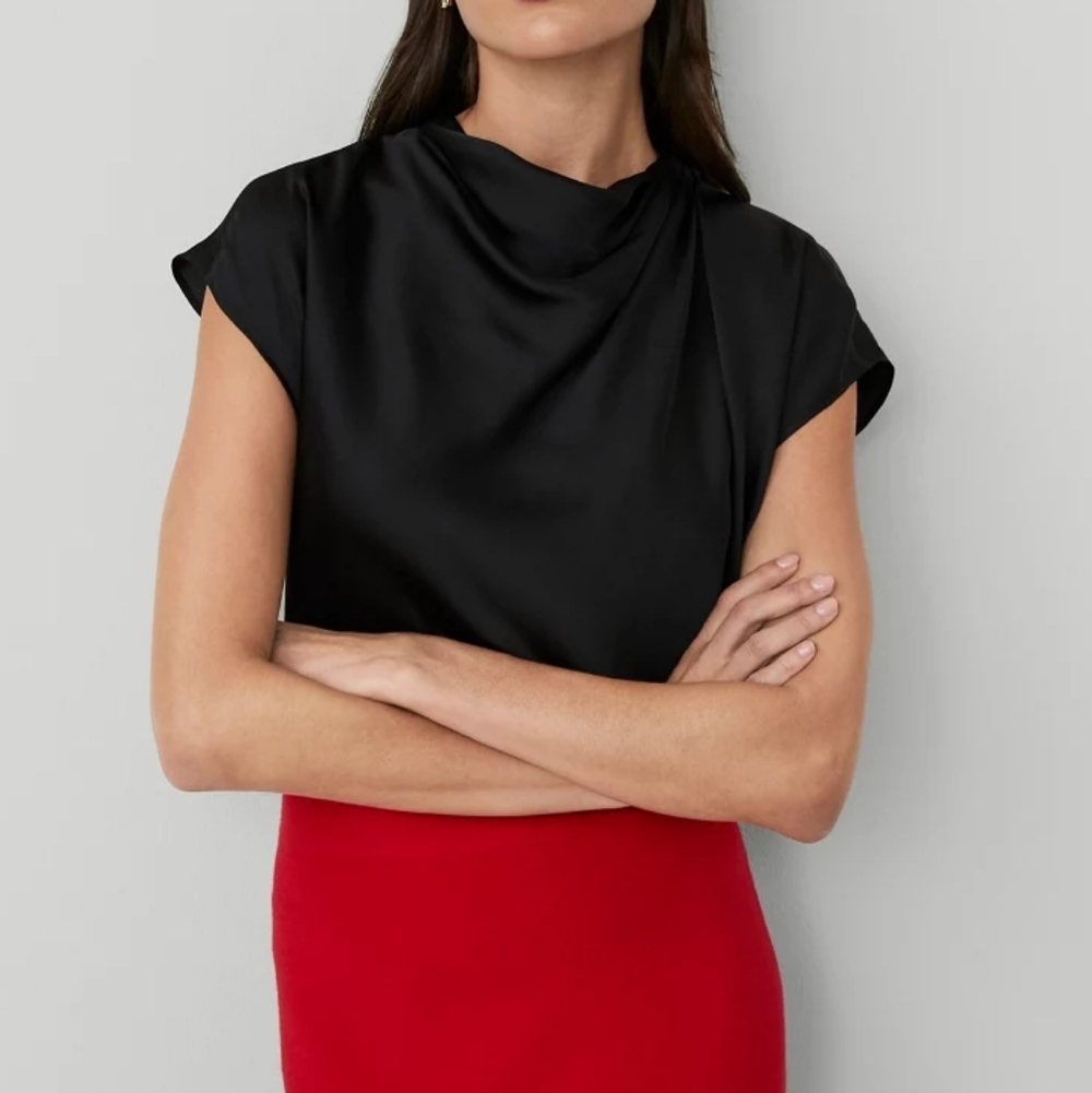 BRAND NEW NWT Black Cowl Neck Blouse XL - Picture 5 of 12